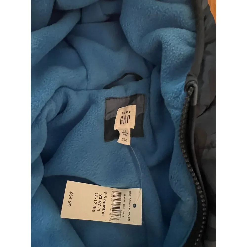 NWT Baby GAP Blue Camo Snowsuit Bunting Winter Jacket/Coat